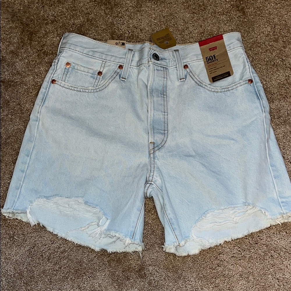 Levi's Blue Jean Shorts Distressed Raw-Edge Hem